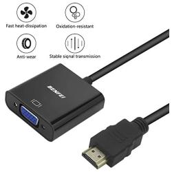 HDMI to VGA, Benfei Gold-Plated HDMI to VGA Adapter (Male to Female) Compatible for Computer, Desktop, Laptop, PC, Monitor, Projector, HDTV, Chromebook, Raspberry Pi, Roku, Xbox and More - Black