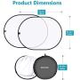 Neewer Professional Lighting Studio 5x7 feet/150x200 cm Pop out Foldable Soft Diffuser Disc Panel Reflector with Carrying Case for Studio and Outdoor Portrait, Product Photography, Video Shooting