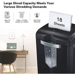 Bonsaii Paper Shredder, 18-Sheet Heavy Duty Cross-Cut CD Credit Card Shredder for Office with 6 Gallon Pull-Out Basket and 4 Casters, 60 Minutes Running Time, Black