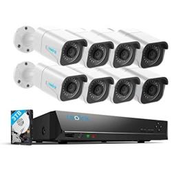 Reolink 4K 16CH PoE Security-Camera-System H.265, 8pcs 8MP PoE IP Security Cameras Outdoor, 16-Channel NVR 8MP with 3TB HDD, 24/7 Video Surveillance and Recording for Home and Business, RLK16-800B8
