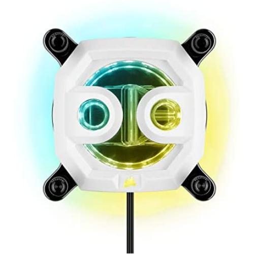 Corsair Hydro X Series XC7 RGB CPU Water Block (1200/AM4) - Nickel-Plated Copper Cold Plate - White - More Than 60 Micro-Cooling Fins - 16 Individually Addressable RGB LEDs, CX-9010007-WW
