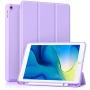 Akkerds Case Compatible with iPad 10.2 2020 iPad 8th Gen/2019 iPad 7th Gen with Pencil Holder, Protective Case with Soft TPU Back, Auto Sleep/Wake Cover Compatible for iPad 8th/7th Gen, Lavender