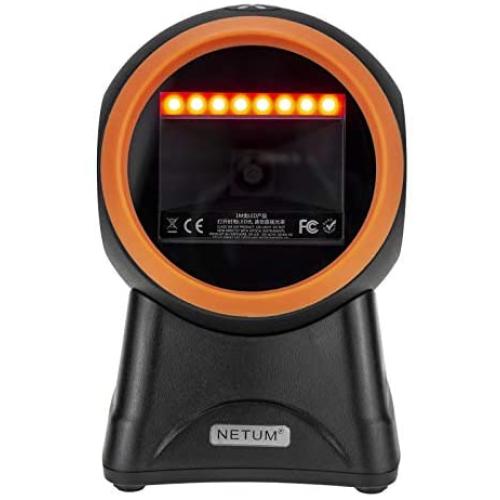 NETUM Desktop Barcode Scanner, 1D 2D Omnidirectional Hands-Free USB Wired Barcode Reader, Capture Barcodes from Mobile Phone Screen, Automatic Image Sensing for Supermarket Library Retail Store