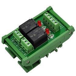 Electronics-Salon DIN Rail Mount 2 SPDT 10Amp Power Relay Interface Module, DC 12V Version.