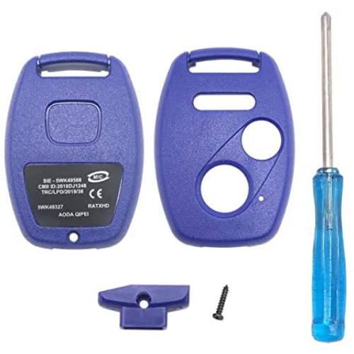 Replacement Key Fob Cover For Honda 2003-2012 Accord 2006-2013 Civic EX 2009-2015 Pilot 2005-2006 CR-V Ridgeline Odyssey Key Fob Case No Cutting Blade (2+1, Blue)