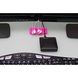 Heaviest Cable Organizer on the Market! Compact and Weighted Desktop Cord Holder and Cable Organizer, Eco-Friendly Silicone, No Bad Smell, Bundled with 4 Reusable Cable Ties! (Fuchsia Pink)
