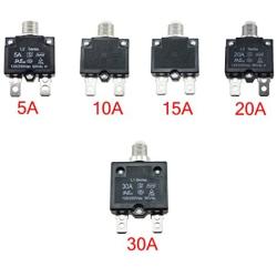 IZTOSS 5PCS 5Amp 10Amp 15Amp 20Amp 30Amp Circuit Breakers with manual reset Waterproof Button transparent Cover DC50V AC125-250V with Quick Connect Terminals