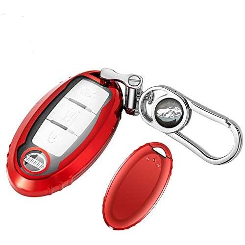 Key Fob Cover for Nissan Infiniti,Soft TPU Key Fob Case All-Around Protector Plating Shell Fit Keyless Smart Remote Key of Nissan Aitime Rogue Sentra Maxima Murano Pathfinder Sedan Infiniti - Red