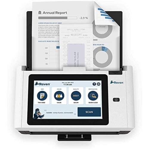 Raven Pro Document Scanner - Huge LCD Touchscreen, High Speed Color Duplex Feeder (ADF), Wireless Scan to Cloud, WiFi, Ethernet, USB, Home or Office