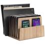 MobileVision Bamboo Device Organizer for Smartphones, Tablets and Laptops, 7 Slots with Extra Wide Slots for Laptops