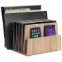 MobileVision Bamboo Device Organizer for Smartphones, Tablets and Laptops, 7 Slots with Extra Wide Slots for Laptops