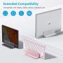 Vertical Laptop Stand [Adjustable Size], OMOTON Desktop Aluminum MacBook Stand with Adjustable Dock Size, Fits All MacBook, Surface, Chromebook and Gaming Laptops (Up to 17.3 inch), Silver