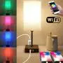 COZOO Wi-Fi Smart RGB & USB Bedside Table Lamp with 3 USB Charging Ports and 2 Outlets Power Strip,Wi-Fi LED Light Bulb Dimmable, Compatible with Alexa and Google Home