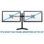 Mount-It! Dual Monitor Stand | 2 Monitor Mount Fits 19 20 21.5 24 27 29 32 Inch Computer Screens | Free Standing and Grommet Bases | Two Heavy Duty Tilt Swivel Height Adjustable Arms | VESA Compatible