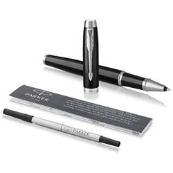 Parker IM Rollerball Pen, Black Lacquer Chrome Trim with Fine Point Black Ink Refill (1975540)