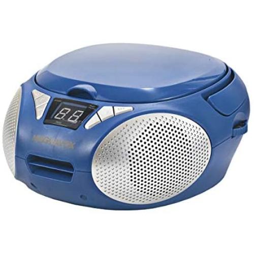 MAGNAVOX MD6924-BL Portable Top Loading CD Boombox with AM/FM Stereo Radio in Blue | CD-R/CD-RW Compatible | LED Display | AUX Port Supported | Programmable CD Player |