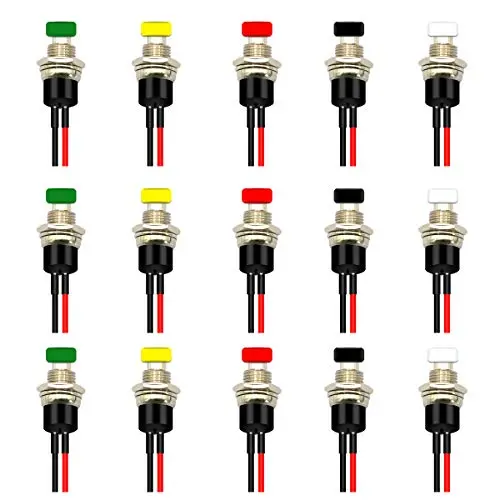 CenryKay 24PCS 1A 250V AC 2 Pins SPS-110 Momentary Mini Push Button Switch Normal Open Button Switch Copper Foot 7MM with Pre-soldered Wires (Push Button Switch Wires)