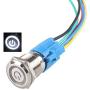 HiLetgo Latching Pushbutton Switch 16mm 5/8'' 12V-24V 5A Power Angel Eye LED Light Metal Toggle Switch with Wire Socket Plug