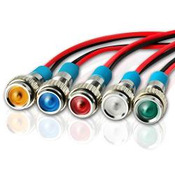 Gasher 12V/24V/110V 20mA Energy Saving Indicator Light Mounting Hole Size 6mm Green Yellow Red Blue White 5 Pcs