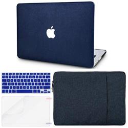 KECC Laptop Case Compatible with Old MacBook Pro 13'' (CD Drive) w/Keyboard Cover + Sleeve + Screen Protector (4 in 1 Bundle) Italian Leather Case A1278 (Dark Blue Leather)