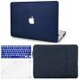 KECC Laptop Case Compatible with Old MacBook Pro 13'' (CD Drive) w/Keyboard Cover + Sleeve + Screen Protector (4 in 1 Bundle) Italian Leather Case A1278 (Dark Blue Leather)