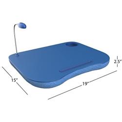 Laptop Lap Desk, Portable with Foam Filled Fleece Cushion, LED Desk Light, Cup Holder-for Homework, Drawing, Reading and More by Lavish Home (Blue)