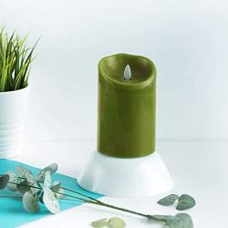 Battery Operated Real Wax Flameless Fandles 5 Inch Tall Dia 3.5'' Green Candle Decorative LED Candle Sticks with Remote & LED Candle Timer Large LED Candle Ideal for Candle Gift Basket