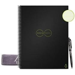 Rocketbook Smart Reusable Notebook - Lined Eco-Friendly Notebook with 1 Pilot Frixion Pen & 1 Microfiber Cloth Included - Infinity Black Cover, Letter Size (8.5'' x 11'')