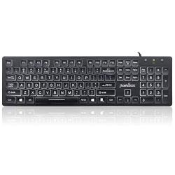Perixx PERIBOARD-317 Wired Backlit USB Keyboard, Big Print Letter with White Illuminated LED, US English Layout
