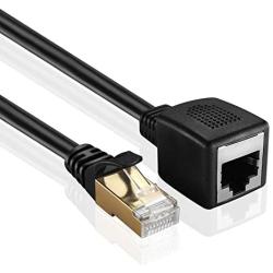 TNP Ethernet Cable Extender Extension Cable Adapter (3FT) - Cat6 Cat5e Cat5 RJ45 Female to Male Network Wiring Coupler Joiner Connector Plug Patch Wire Cord - Black