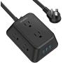 Power Strip Surge Protector with 3 USB Port and 6 AC Outlets, 6.5 Feet Extension Cord 3-Sided Power Strip Multi Plug Outlets, Outlet Expanders for Home Office Dorm Room (Black)