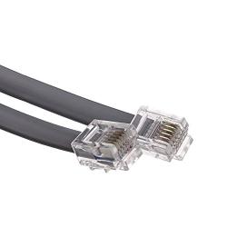 25 feet Telephone Cord for Voice (VoIP), RJ11 Plug Gold Plated Connectors, 6P / 6C, Silver Satin, 28AWG, Reverse, RJ12 Phone Cable, CableWholesale