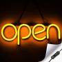 LED Neon Open Sign Light for Business with ON & Off Switch - Lightweight & Energy Efficient for Restaurants Offices Retail Shops Window Storefronts - Orange