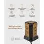 SUPERDANNY Surge Protector Tower USB Power Strip with 9 AC Outlets 4 USB Slots, 9.8ft Extension Cord Multiple Port Extender Desktop Charging Station for Office Home Dorm Bedroom, Soft Wood Grain