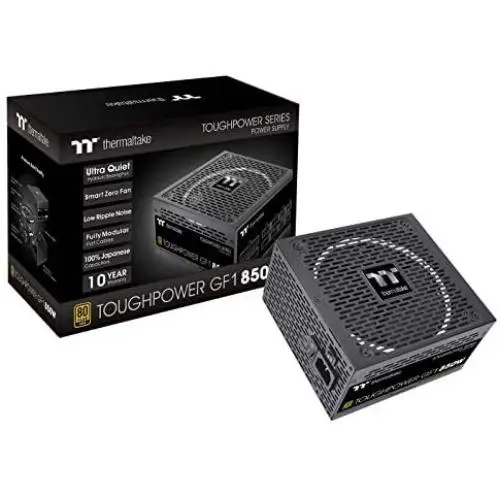Thermaltake Toughpower GF1 850W 80+ Gold SLI/Crossfire Ready Ultra Quiet 140mm Hydraulic Bearing Smart Zero Fan Full Modular Power Supply 10 Year Warranty PS-TPD-0850FNFAGU-1