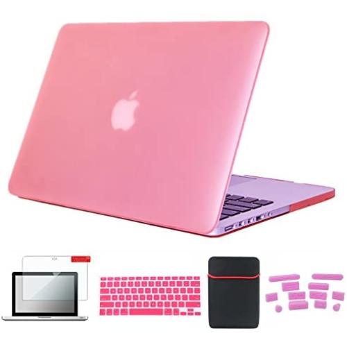Se7enline 13 inch MacBook Pro Carrying Case Colorful Hard Case Cover Compatible with MacBook pro 13 inch A1278 with Soft Sleeve Bag, Silicone Keyboard Cover, LCD Screen Protector, Dust Plug, Pink