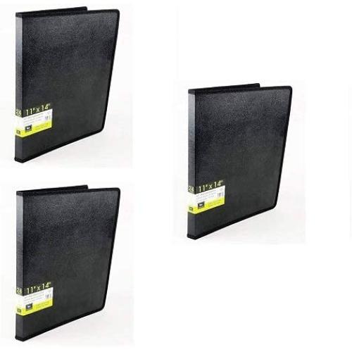 Filexec, 93630, Art Presentation Book, 24 Pocket, 11'' x 14'', 1 Each Black (Three Pack)