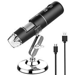 Wireless Digital Microscope Handheld USB HD Inspection Camera 50x-1000x Magnification with Stand Compatible with iPhone, iPad, Samsung Galaxy, Android, Mac, Windows Computer