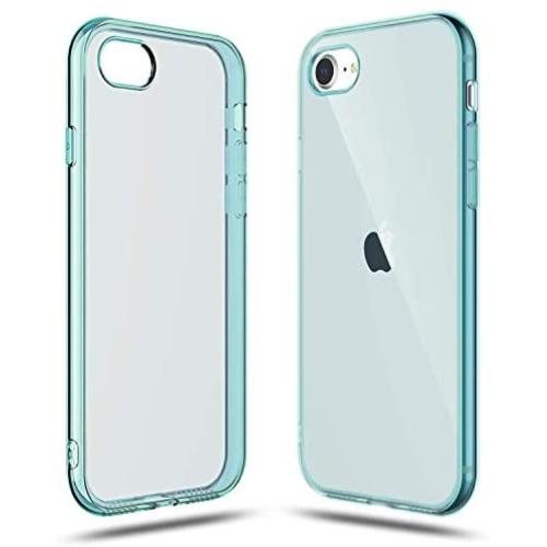 Shamos Transparent Shock Absorption TPU Rubber Gel Case (Blue) Compatible with iPhone SE 2020 (2nd Generation) iPhone 7 and iPhone 8