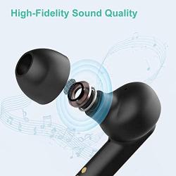 Wireless Earbuds, Willful Bluetooth Earbuds with Microphone, Stereo Sound, Clear Call, Touch Control, USB-C Charge, Bluetooth V5.0, Waterproof, Secure Fit, in-Ear Headphones Earphones (Black)