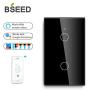 BSEED WiFi Touch Smart Wall Light Switch Tempered Glass Panel Work with Alexa/Google 118×71mm 2 Gang 1 Way Black