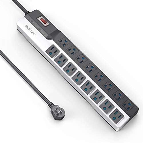 BESTEK 16-Outlet Power Strip Surge Protector with 15A 1875W 6 Feet Long Power Cords, 500Joules,Wide Spaced Multi Outlets Plugs Sockets Slanted for Entertainment Center and More BESTEK 16-Outlet Power Strip Surge Protector with 15A 1875W 6 Feet Long Power Cords, 500Joules,Wide Spaced Multi Outlets Plugs Sockets Slanted for Entertainment Center and More