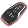 Pink TPU Key Fob Cover Case Remote Holder Skin Protector for Ford Fusion F-150 Edge Explorer Mustang Lincoln MKZ MKC 3/4/5 Buttons Smart Key(NOT fit Flip/Folding key)