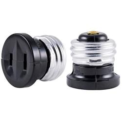 GE Polarized Handy Plug, Convert, Easy-to-Install, UL Listed, Black, 54276, Light Bulb to Outlet Socket Adapter, 2 Pack, 2 Each