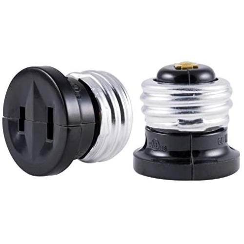 GE Polarized Handy Plug, Convert, Easy-to-Install, UL Listed, Black, 54276, Light Bulb to Outlet Socket Adapter, 2 Pack, 2 Each