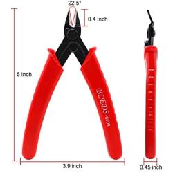 Wire Cutters, 5 Pack BS-8109 Flush Cutters Micro Shear Wire Cutters Precision Side Cutters Tools for Electronics Aluminum Jewelry 3D Printer 5 Inch, Red