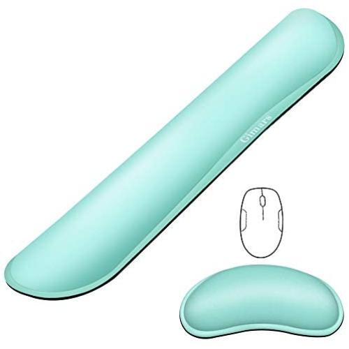 Gimars Superfine Fiber Widen Memory Foam Set Nonslip Mouse Pad Wrist Support & Keyboard Wrist Rest Support for Office, Computer, Laptop & Mac & Comfortable & Lightweight for Easy Typing & Pain Relief
