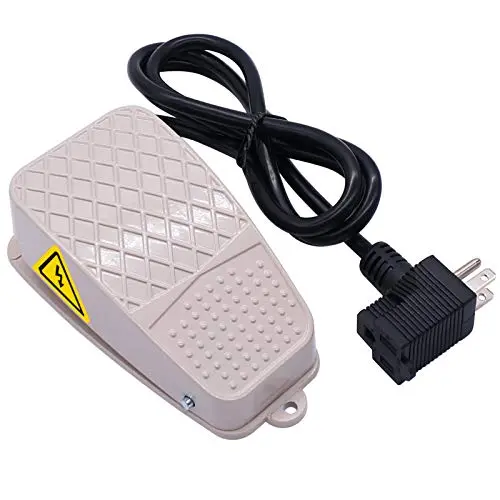 Twidec/Heavy Duty Foot Switch SPDT NO NC AC250V 10A Electric Pedal Momentary Foot Pedal Switch with 5-ft Cable with Piggyback Plug (3-Pronged) FS-3XCT