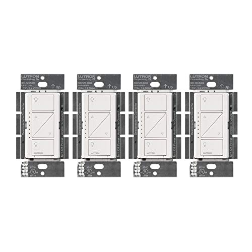 Lutron PD-6WCL-WH Caseta Wireless Smart Lighting Dimmer Switch, White (4 Pack)