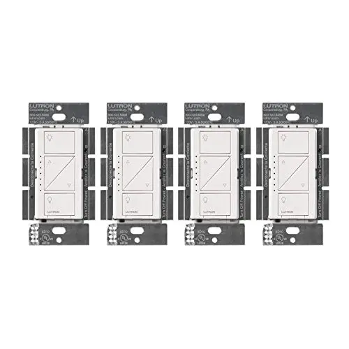 Lutron PD-6WCL-WH Caseta Wireless Smart Lighting Dimmer Switch, White (4 Pack)